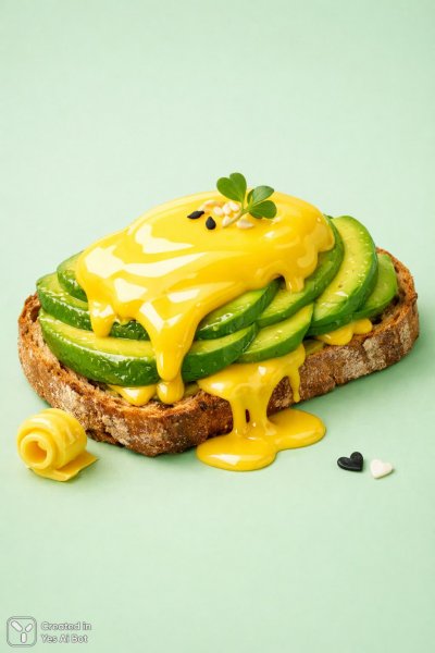 Авокадо тост: сюрреалистичное наслаждение в пастельных тонах. Изображение из нейронной сети Sora Ai Images