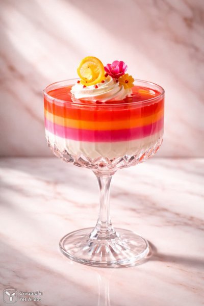 Панна котта: слои вкуса и света в кристальной элегантности. Генерация из нейросети Sora images Ai