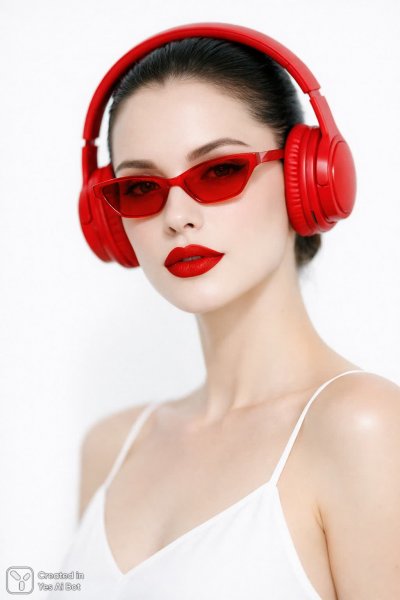 Яркий портрет в стиле минимализма: красные акценты и безупречная красота современной женщины. Генерация из нейронной сети Sora Images