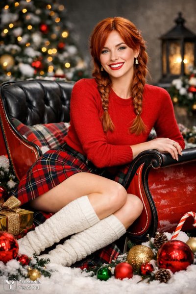 Праздничное настроение: фото в классическом стиле с улыбкой и санями. Нейронная сеть Sora