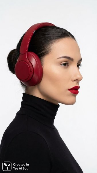 Красная эстетика: портрет с четкими контурами и ярким макияжем в студии. Нейросеть Нано Банана