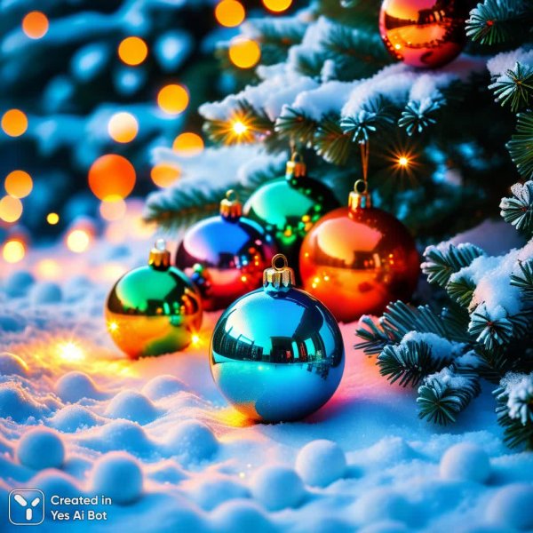 Зимнее волшебство: сверкающий вечер и праздничные огни в UltraHD. Нейронная сеть Stable Diffusion