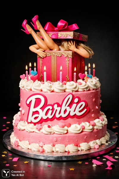 Кукольный сюрреализм: Барби на торте и логотип в деталях. Нейронная сеть Sora