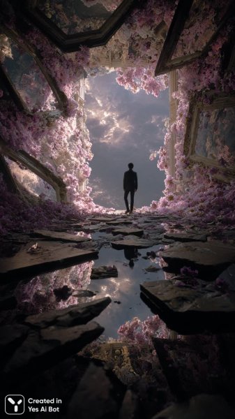 Орхидеи и космос: сюрреалистический портрет в стиле гиперреализма. Изображение из нейросети Midjourney