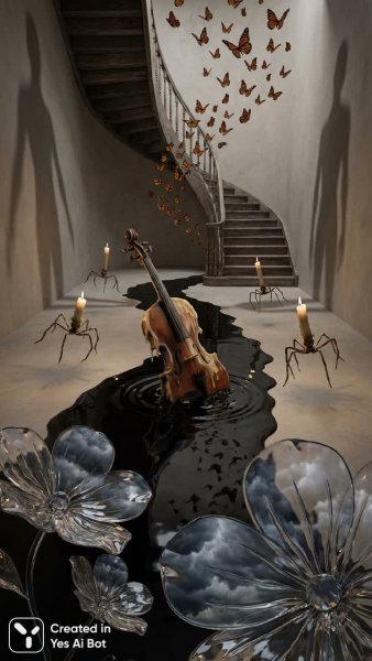 Сюрреалистическая симфония: танец теней и текучая реальность. Генерация из нейронной сети Нано Банана