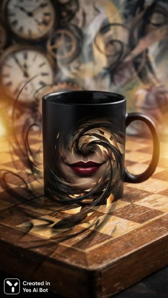 Кофейная бездна на шахматной доске: иллюзия внутреннего хаоса. Генерация из нейронной сети Нано Банана