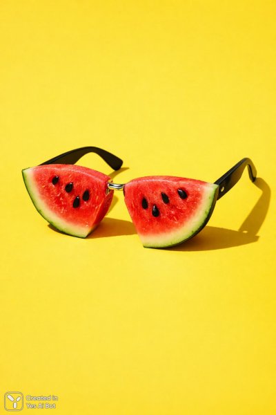 Арбузные солнцезащитные очки: летнее настроение и яркий дизайн. Картинка из нейросети Sora Images