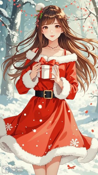 Новогодняя сказка в красном и белом: волшебный снимок от профессионалов. Генерация из нейросети Flux.1