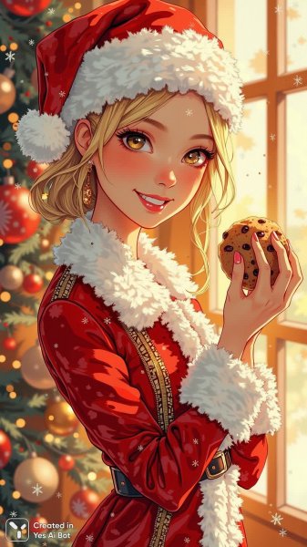 Новогоднее настроение: стильный фотограф с печеньем и подмигиванием. Картинка из нейронной сети Flux.1