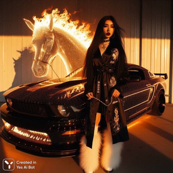 Огненная феерия: Грация и скорость в золотом свете. Изображение из нейросети Dalle 3