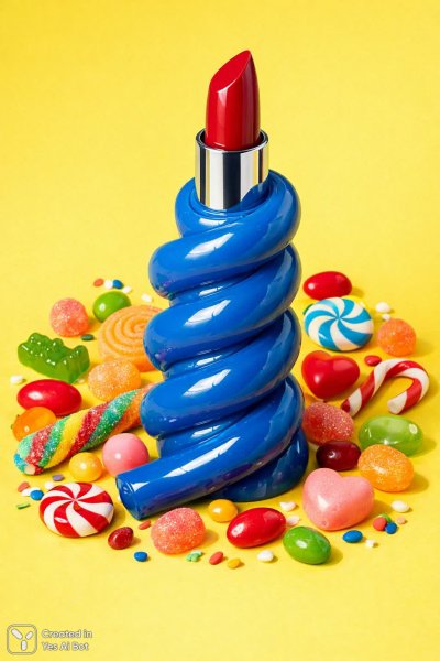 Яркий макаронный поцелуй: сюрреалистичная красота в сладостях и цвете. Нейронная сеть Sora images Ai