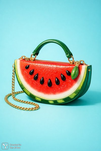 Арбузная сумочка: летнее настроение и креативный дизайн. Изображение из нейронной сети Sora Images