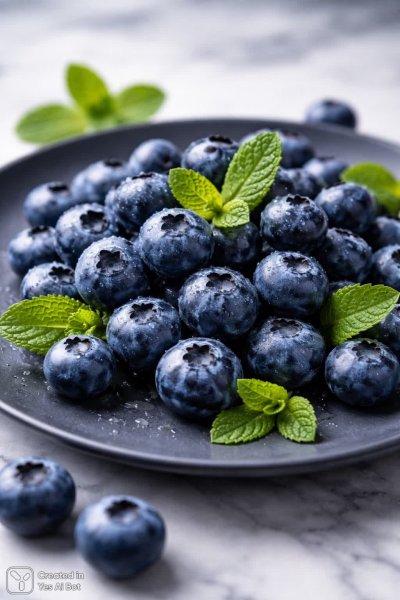 Черника и мята: фотореалистичный снимок в студии. Картинка из нейронной сети Sora Image