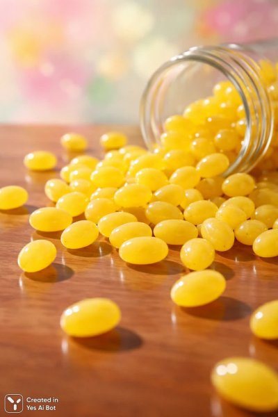 Изумительный фонтан желейных бобов: фотореалистичный шедевр в студии. Генерация из нейронной сети Sora Image