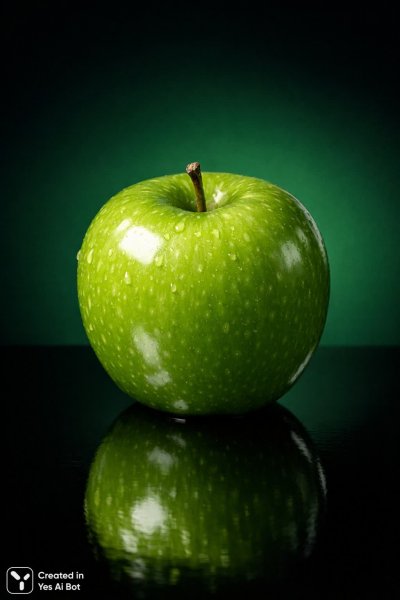 Изумительное яблоко: фотореалистичный кадр в студийных условиях. Картинка из нейросети Sora
