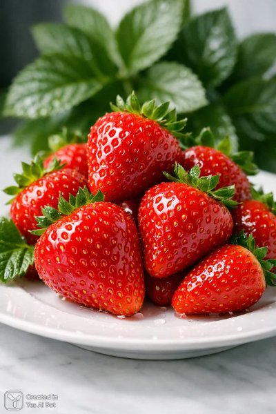 Красные клубники с каплями росы: фото в студийном стиле для наслаждения свежестью. Картинка из нейронной сети Sora Images