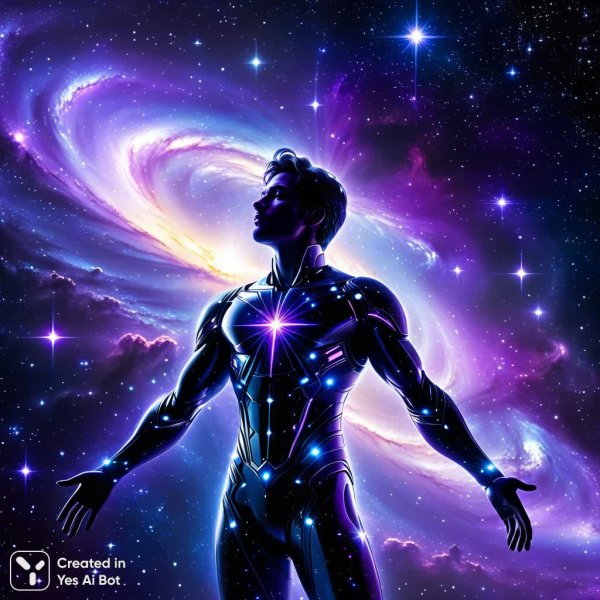 Человек из космоса: сияние звезд и таинственная вселенная вокруг. Нейронная сеть Stable Diffusion