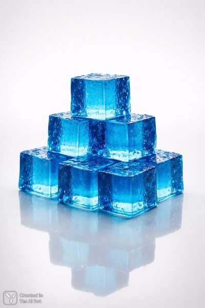 Яркий пирамидальный кубик синей малины: макросъемка в студии. Генерация из нейронной сети Sora