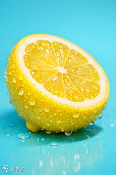 Лимонная симфония: яркий макроснимок в стиле фотореализма. Изображение из нейронной сети Sora Images