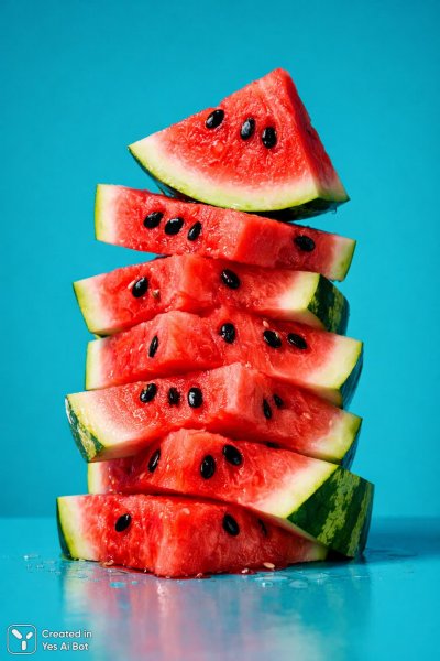 Сочное наслаждение: арбузная феерия в ярких тонах лета. Картинка из нейросети Sora Ai Images