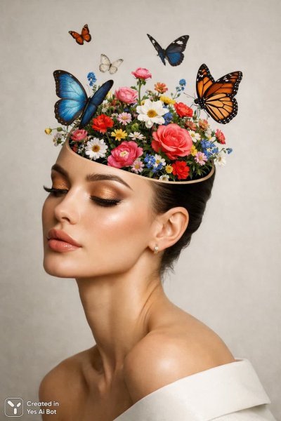 Женщина и сад внутри: сюрреалистичная элегантность в высоком разрешении. Картинка из нейросети Sora Ai Images