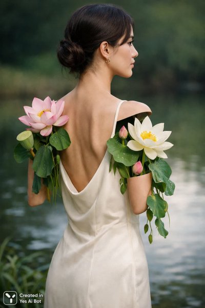 Необычная красота: человек и лотосы в фотошедевре. Нейронная сеть Sora images Ai