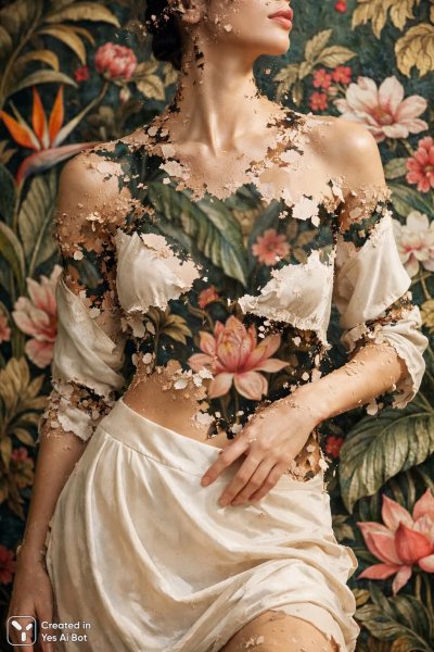 Иллюзорная фигура: гармония человека и природы в деталях фотографии. Картинка из нейронной сети Sora Ai Images