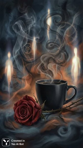 Внутренний хаос и сюрреализм: кофе, роза и бездна чувств. Нейросеть Нано Банана