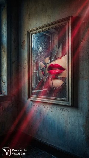 Зеркало разбитых отражений и ярких губ: повесть о тоске и потере контроля. Картинка из нейронной сети Nano Banana