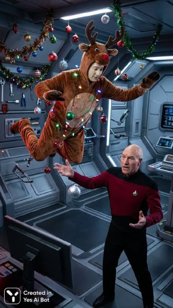 Рыжая неразбериха: Пикарт и олень в космическом хаосе Рождества. Генерация из нейронной сети Nano-Banana