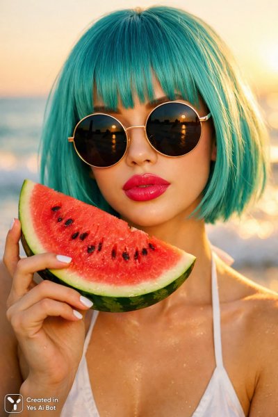 Летний портрет: яркая девушка с арбузом и солнечным настроением. Генерация из нейросети Sora images Ai
