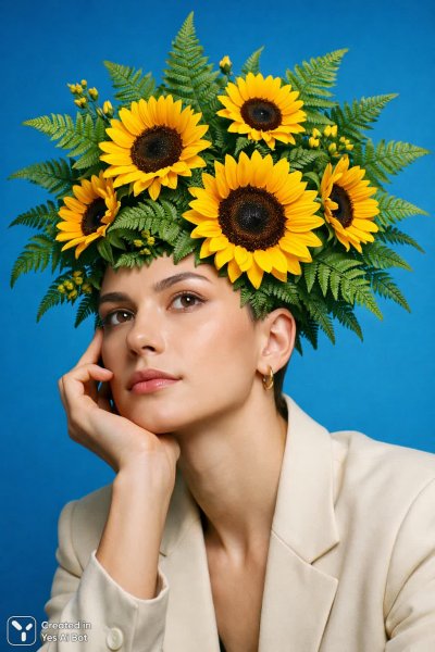 Цветочный портрет в стиле цифровой живописи с яркими деталями и глубоким смыслом. Генерация из нейросети Sora Image