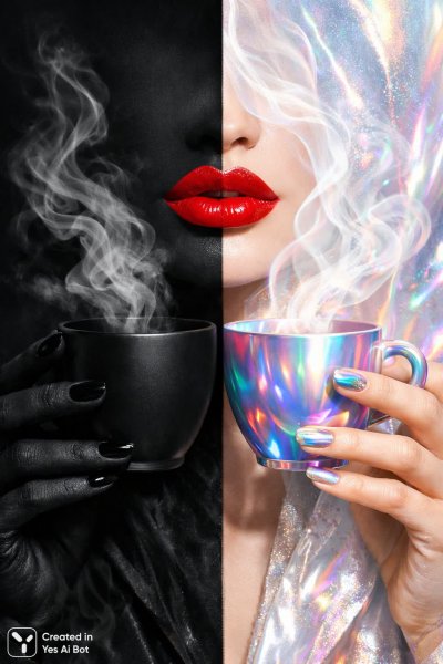 Разделенная личность: искусство контрастов и эфемерности. Картинка из нейросети Sora images Ai