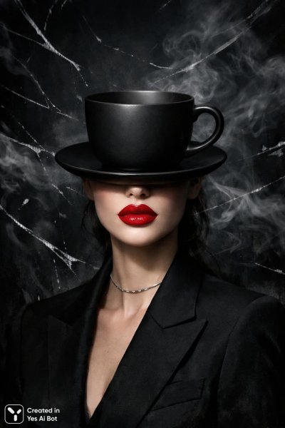 Скрытое лицо в кофейной чашке: тревога и сюрреализм. Изображение из нейросети Sora