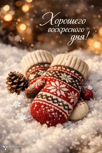 Заснеженные варежки: уют и тепло зимнего дня. Картинка из нейросети Sora Image