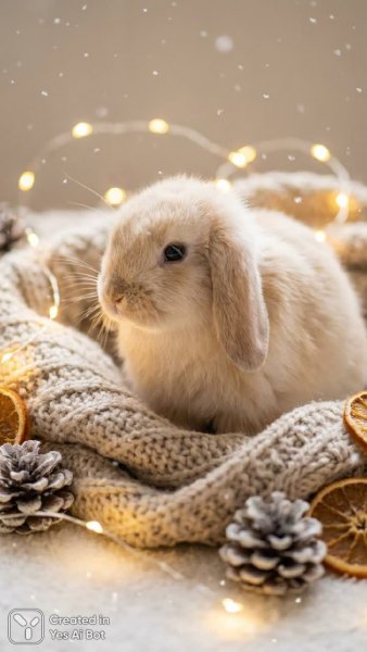 Зайчик в объятиях зимней сказки: нежность и уют в деталях фотографии. Генерация из нейросети NanoBanana
