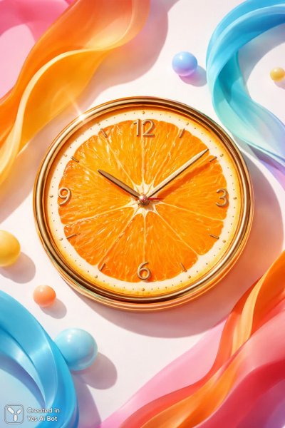 Оранжевое время: мечтательное сочетание часов и абстракции. Нейросеть Sora Images