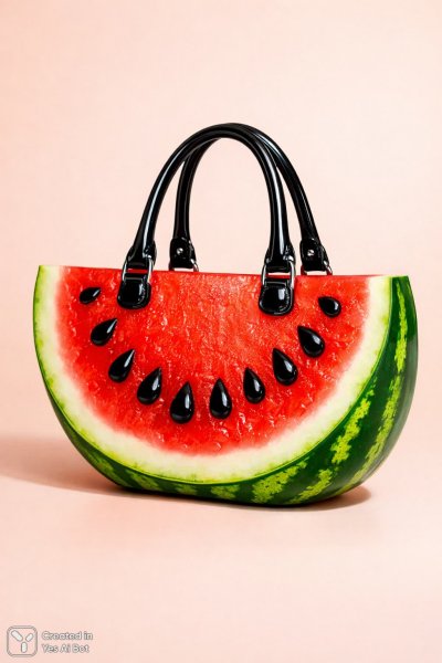 Яркий арбузный клатч: летнее настроение и глянцевый стиль. Нейросеть Sora