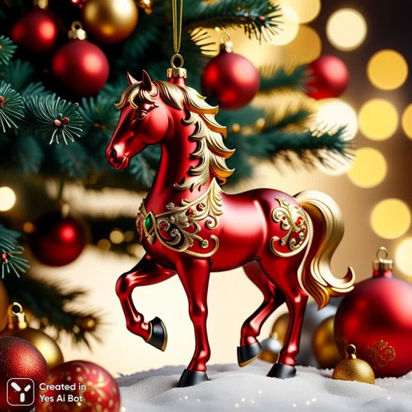 Праздничный скакун: Роскошный орнамент для новогодней елки. Картинка из нейросети Stable Diffusion