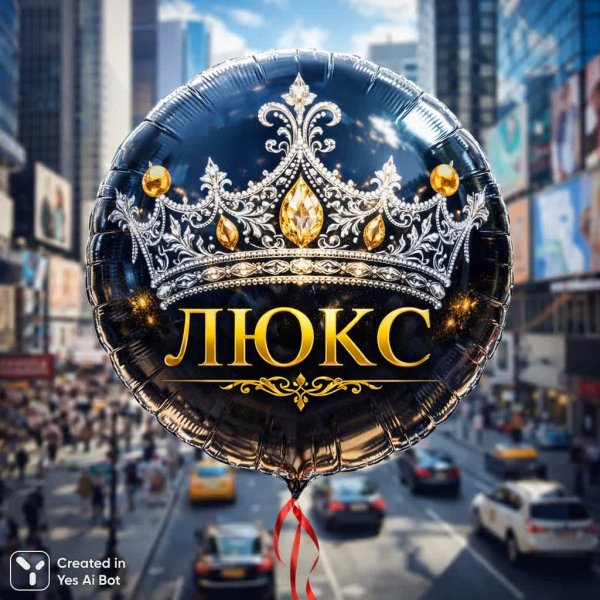 Яркий шар с логотипом в сердце мегаполиса: реалистичная красота и позитив. Изображение из нейронной сети Sora Images