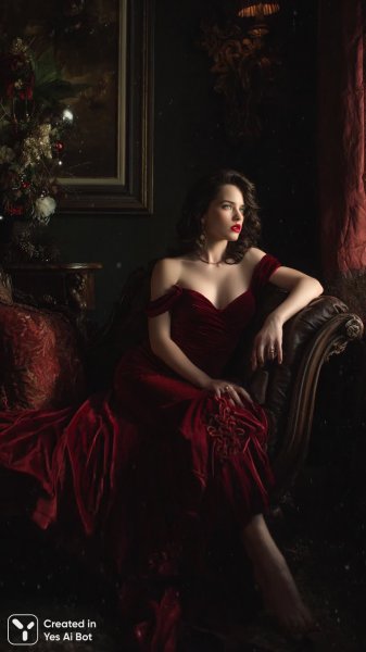 Роскошный портрет: Зимняя элегантность и праздничное настроение. Картинка из нейросети Миджорни