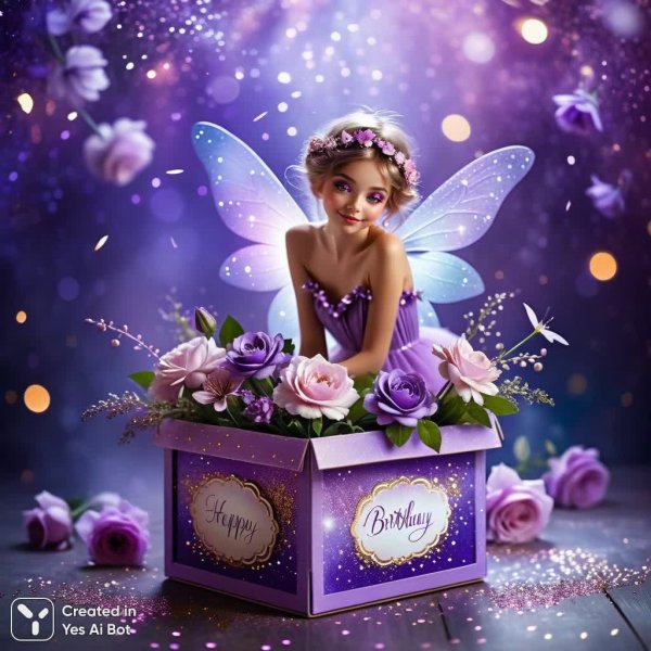 Волшебный день рождения в стиле шебби шик и сюрреализма с феей цветов. Нейросеть Stable Diffusion