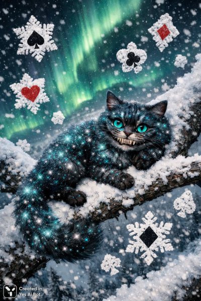 Кошачье волшебство: звездная ночь и северное сияние в фотореалистичной сказке. Картинка из нейросети Sora images Ai