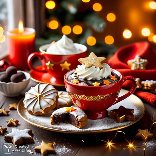 Зимняя сказка: уютный мир сладких наслаждений и волшебных текстур. Картинка из нейросети Stable Diffusion