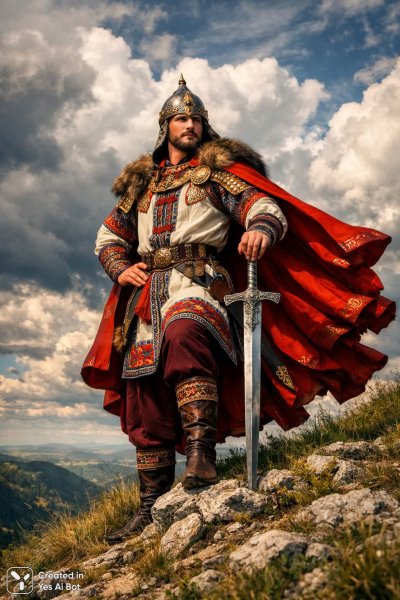 Илья Муромец: Эпическая сцена из русской сказки и легенды. Картинка из нейронной сети Sora images Ai