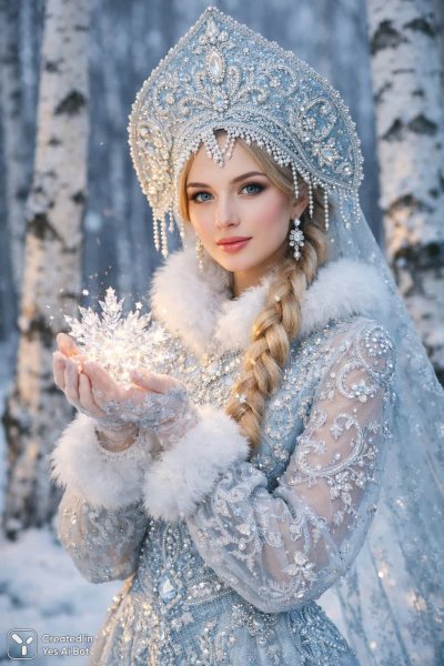 Снежная королева: волшебство зимнего леса и хрустальная красота. Генерация из нейронной сети Sora Image