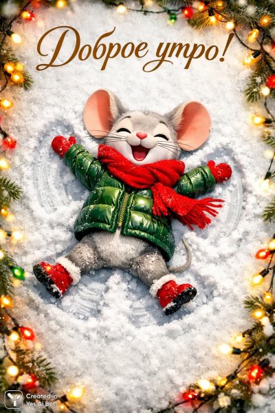 Утро волшебного леса: мышонок и новогоднее чудо. Изображение из нейронной сети Sora Image