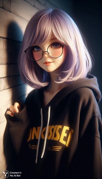 Студийный портрет: милая девушка в стильном худи и оверсайз очках. Генерация из нейросети Далли 3