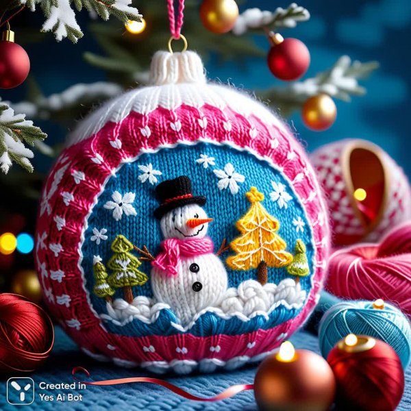 Зимняя сказка: объемная вязка и волшебное сияние люрекса. Нейросеть Стейбл Дифьюжен