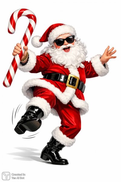 Веселый Санта с леденцом: праздничная атмосфера и юмор. Изображение из нейронной сети Sora